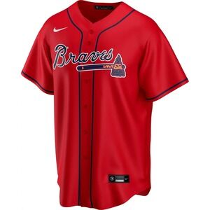 Nike Atlanta Braves Official Replica Stitched Jersey Red T770-AWDB Mens Size 2XL